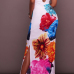 Stylish Dew Shoulder Floral Print White Polyester Sheath Ankle Length Dress