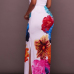 Stylish Dew Shoulder Floral Print White Polyester Sheath Ankle Length Dress