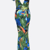 Stylish Dew Shoulder Printed Milk Fiber Sheath Floor Length Dress(Non Positioning Printing)