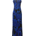 Stylish Halter Neck Sleeveless Navy Blue Milk Fiber Floor length Dress