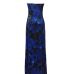 Stylish Halter Neck Sleeveless Navy Blue Milk Fiber Floor length Dress