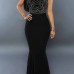 Stylish Round Neck Sleeveless Rhinestone Decorative Black Milk Fiber Sheath Ankle Length Dress