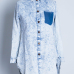 Stylish Turndown Collar Long Sleeves Single-breasted Asymmetrical Blue Denim A Line Mini Shirt Dress