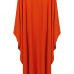 Stylish V Neck Long Sleeves Patchwork Orange Twilled Satin Ankle Length Dress