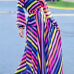 Stylish V Neck Long Sleeves Striped Printed Milk Fiber Ankle Length Dress