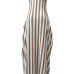 Stylish V Neck Sleeveless Striped Blending Ankle Length Dress