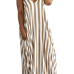 Stylish V Neck Sleeveless Striped Blending Ankle Length Dress