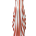 Stylish V Neck Striped Red Blending Ankle Length Dress