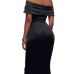 Trendy Dew Shoulder Black Cotton Sheath Knee Length Dress (Without Accessories)