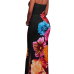 Trendy Dew Shoulder Floral Print Black Polyester Sheath Ankle Length Dress