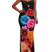 Trendy Dew Shoulder Floral Print Black Polyester Sheath Ankle Length Dress