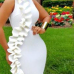 Trendy Round Neck Falbala Design White Healthy Fabric Sheath Knee Length Dress