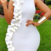 Trendy Round Neck Falbala Design White Healthy Fabric Sheath Knee Length Dress