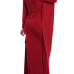 Trendy Round Neck Long Sleeves Hollow-out Wine Red Cotton Blend Sheath Ankle Length Dress