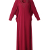 Trendy Round Neck Long Sleeves Hollow-out Wine Red Cotton Blend Sheath Ankle Length Dress