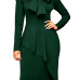 Trendy Turtleneck Bow-Tie Design Green Polyester Sheath Knee Length Dress