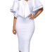 Trendy V Neck Half Sleeves Bow-tie Decoration White Cotton Sheath Knee Length Dress