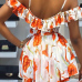 Trendy V Neck Spaghetti Strap Short Sleeves Printed Backless Mini Dress