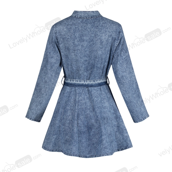 Women Sexy Long Sleeve Bodycon Club Denim Jean Mini Dress