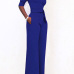  Chic Turtleneck Half Sleeves Blue Polyester One-piece Jumpsuits(With Belt)