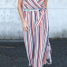  Color Striped Wide Leg Romper