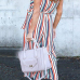  Color Striped Wide Leg Romper