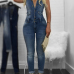  Denim Solid Regular Jumpsuits