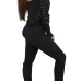  Euramerican Bateau Neck Lace-up Black Polyester One-piece Jumpsuits