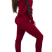  Euramerican Bateau Neck Lace-up Wine Red Polyester One-piece Jumpsuits