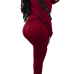  Euramerican Bateau Neck Lace-up Wine Red Polyester One-piece Jumpsuits