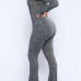  Euramerican Bateau Neck Trumpet Design Grey Cotton Blends One-piece Jumpsuits