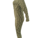  Euramerican Deep V Neck Geometric Printed Green Polyester One-piece Jumpsuits