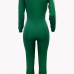  Euramerican Deep V Neck Zipper Design Green Polyester One-piece Jumpsuits