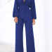  Euramerican Mandarin Collar Blue Spandex One-piece Jumpsuits