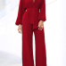  Euramerican Mandarin Collar Red Spandex One-piece Jumpsuits