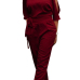  Euramerican Round Neck Dew Shoulder Wine Red Polyester One-piece Jumpsuits