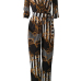  Euramerican V Neck Printed Polyester One-piece Jumpsuits