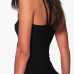  Fashion Spaghetti Strap Sleeveless Black Cotton Blends One-piece Bodysuits