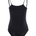  Fashion Spaghetti Strap Sleeveless Black Cotton Blends One-piece Bodysuits