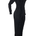  Fashionable Round Neck Ruffle Patchwork Black Polyester One-piece Jumpsuits