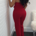  Fashionable Show A Shoulder Ruffles Design Red Polyester One-piece Jumpsuits