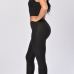  Fashionable Spaghetti Strap Sleeveless Black Polyester One-piece Jumpsuits