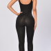  Fashionable Spaghetti Strap Sleeveless Black Polyester One-piece Jumpsuits