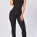  Fashionable Spaghetti Strap Sleeveless Black Polyester One-piece Jumpsuits