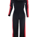  Leisure Bateau Neck Slit Design Black Polyester One-piece Jumpsuits