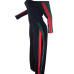  Leisure Bateau Neck Slit Design Black Polyester One-piece Jumpsuits