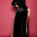  Sexy Bateau Neck Side Slit Black Velvet One-piece Jumpsuits(Without Choker)