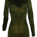  Sexy Deep V Neck Army Green Velvet One-piece Jumpsuits