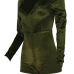  Sexy Deep V Neck Army Green Velvet One-piece Jumpsuits