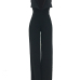  Sexy Deep V Neck Backless Black Polyester One-piece Jumpsuits